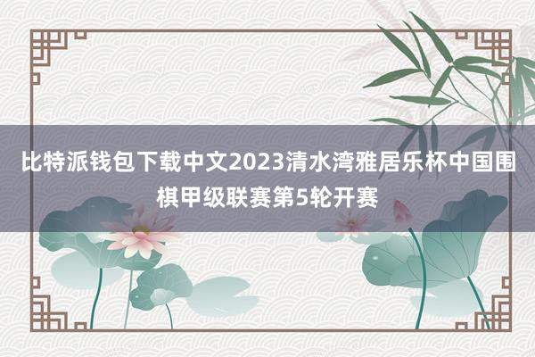比特派钱包下载中文2023清水湾雅居乐杯中国围棋甲级联赛第5轮开赛